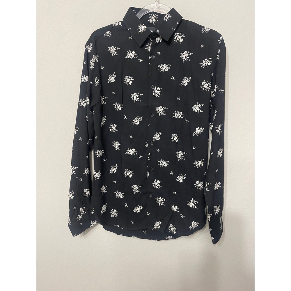 The Kooples Relaxed Black Floral Button Up Shirt‎ 100% Viscose Men's S